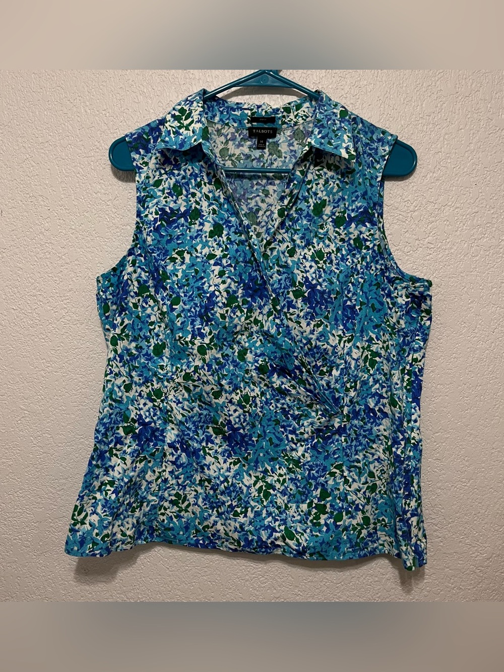 Talbots faux-wrap sleeveless blouse size 14
